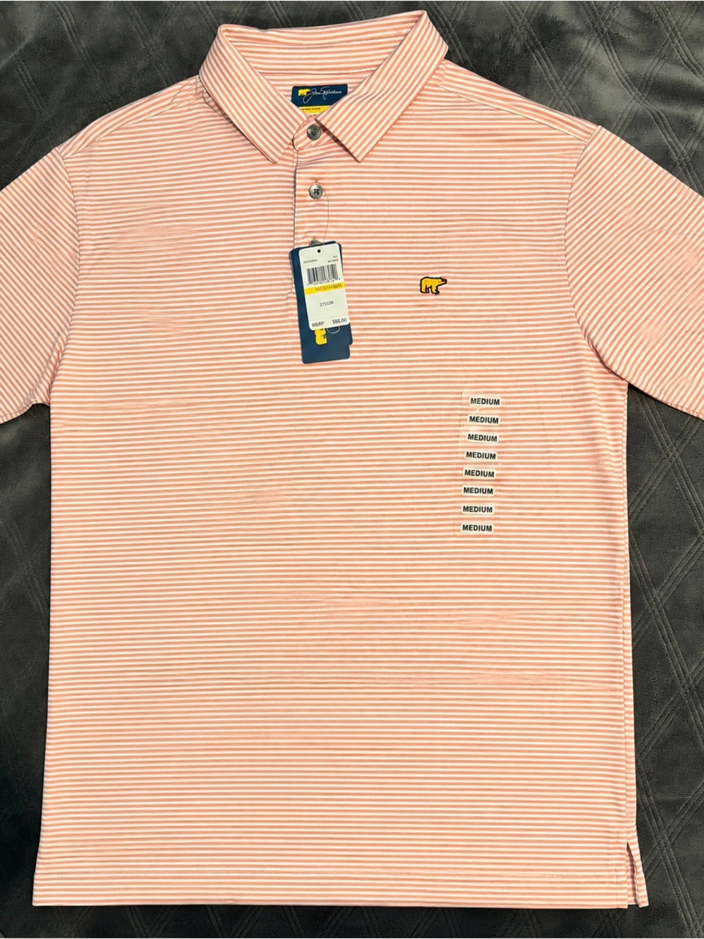 NWT Jack Nicklaus Salmon Striped Polo